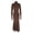 Brown, variant on Women Evening Dress - Long Sleeves Skinny Solid Color Sheath Hollow Back Maxi Dress