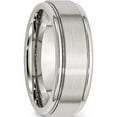 thumbnail image 4 of Stainless Steel Polished With Brushed Center 8mm Ridged Edge Band (Size 8.5) Made In China sr90-8.5, 4 of 5
