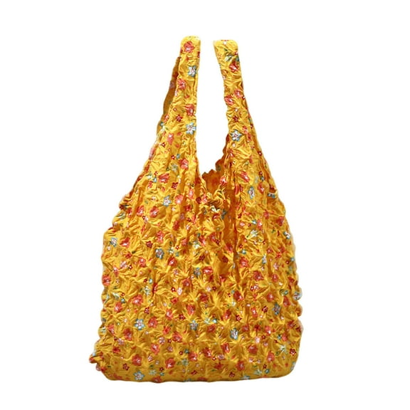 Expandable Tote Bag - Foldable Shopping Wrinkled Bag with Telescopic Handles & Pocket Organizer