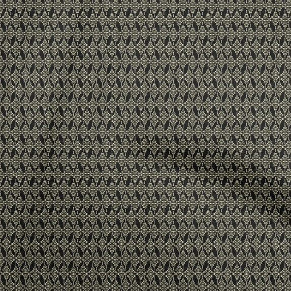 oneOone Silk Tabby Black Fabric Abstracts Fabric For Sewing Printed Craft Fabric By The Yard 42 Inch Wide