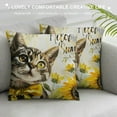 thumbnail image 3 of COMIO Summer Pillow Cover Cat Decor Sunflower Hello Sunshine Farmhouse Seasonal Pillow Case Decorations for Home Sofa Couch (Yellow), 3 of 5