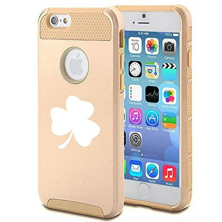 - For Apple iPhone 7 Shockproof Impact Hard Soft Case Cover 3 Leaf Clover Shamrock (Gold)