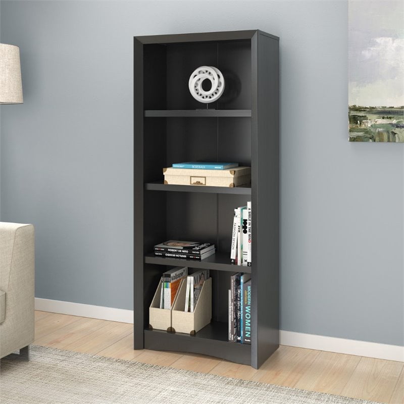 Atlin Designs 59" Tall 4 Shelf Bookcase in Black Faux Woodgrain