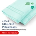thumbnail image 3 of CGK Linens Ultra Soft & Comfy Pillowcases Set of 2 - Queen / Standard Size Hotel Quality Breathable 2-Piece Pillow Covers, Spa Blue, 3 of 7