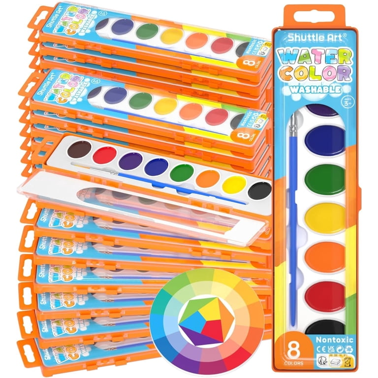 Shuttle Art 24-Pack Watercolor Set with Brushes & Color Wheels photo 1