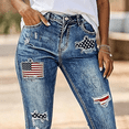 thumbnail image 6 of ASDFVBKG Women's Capri Jeans Cropped Trendy Jeans Stretch Denim Pull on Raw Hem Summer Denim Trouser Blue 2XL, 6 of 7