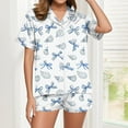 thumbnail image 5 of Tnhcen Women's Pajamas Set Button Down Short Sleeve Tops Lounge Shorts Pjs Set Soft 2 Piece Classic Print Sleepwear Home Clothes S-2XL, 5 of 7