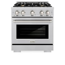 ZLINE 30 in. 4.2 cu. ft. Gas Range with Convection Gas Oven in Stainless Steel with 4 Brass Burners (HGR-BR-30)
