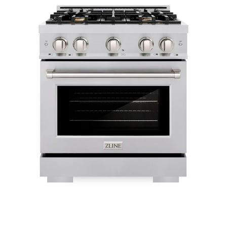 ZLINE 30 in. 4.2 cu. ft. Gas Range with Convection Gas Oven in Stainless Steel with 4 Brass Burners (HGR-BR-30)