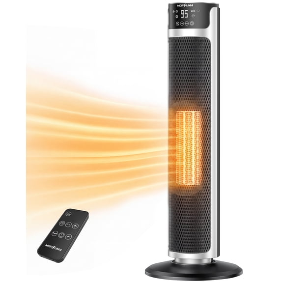 MORSUMA 25" Tower Heater with Remote Control, Electric Space Heater with ECO Mode, LED Display, Timer and Adjustable Thermostat for Home Office Bedroom