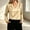 Khaki, variant on Women Blouse Sevevn V Neck Regular Fit Elegant Smooth Satin Fabric Pleated Shoulder Long Sleeve Work Top For Office Business Casual Occasions