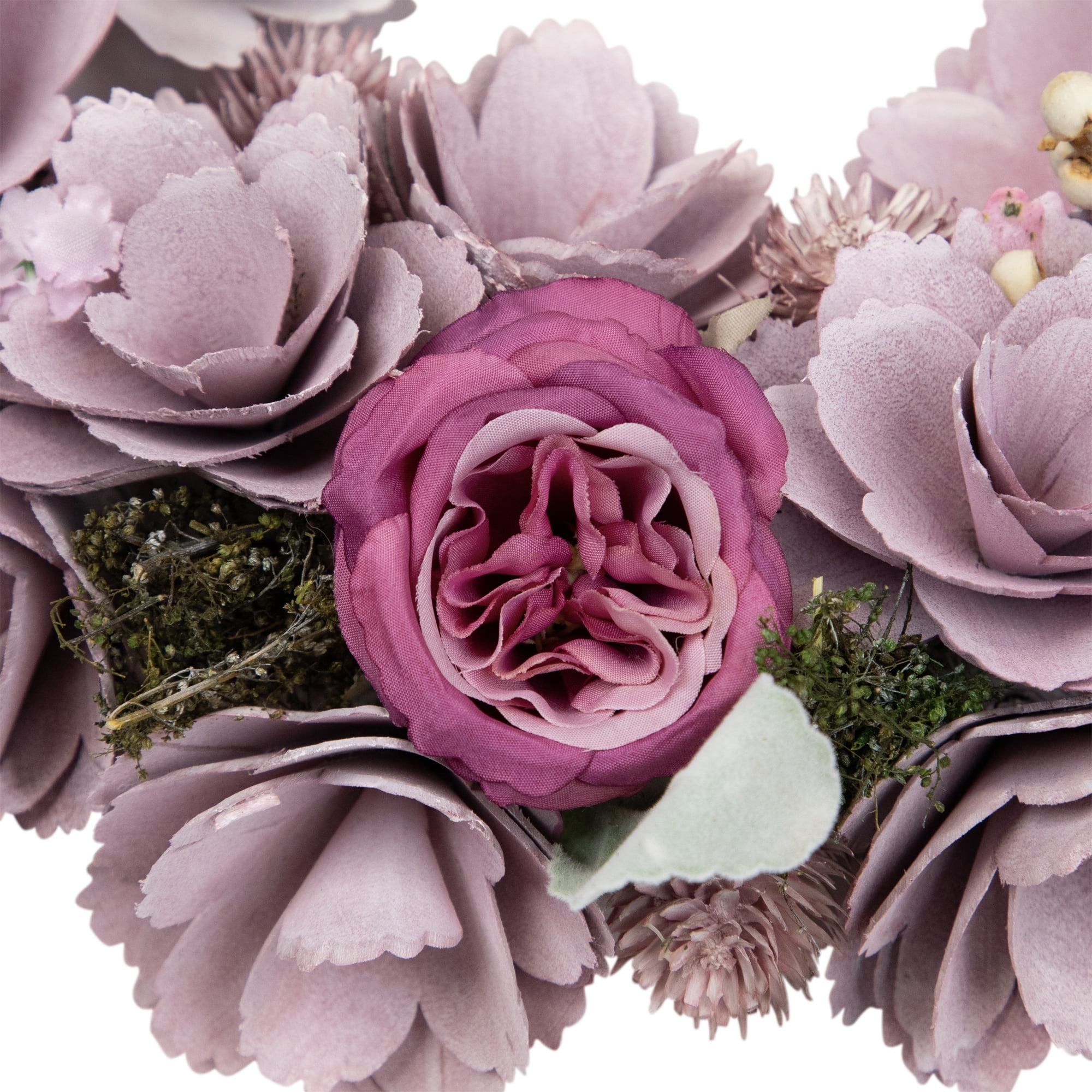 Northlight Wooden Floral Artificial Spring Wreath with Dried Foliage - 13.5" - Purple