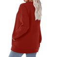 thumbnail image 4 of Women’s Long Sleeve Loose Crewneck Pullover Sweatshirt With Pockets, Soft Lightweight Casual Top for Autumn Winter Everyday Wear Red, 4 of 5