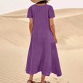 thumbnail image 4 of Women's Plus Size Summer Causal Dresses Short Sleeve Cotton Linen Dress Scoop Neck Ruffle Flowy Beach Baggy Maxi Sun Dresses Sundress Pocket, 4 of 5