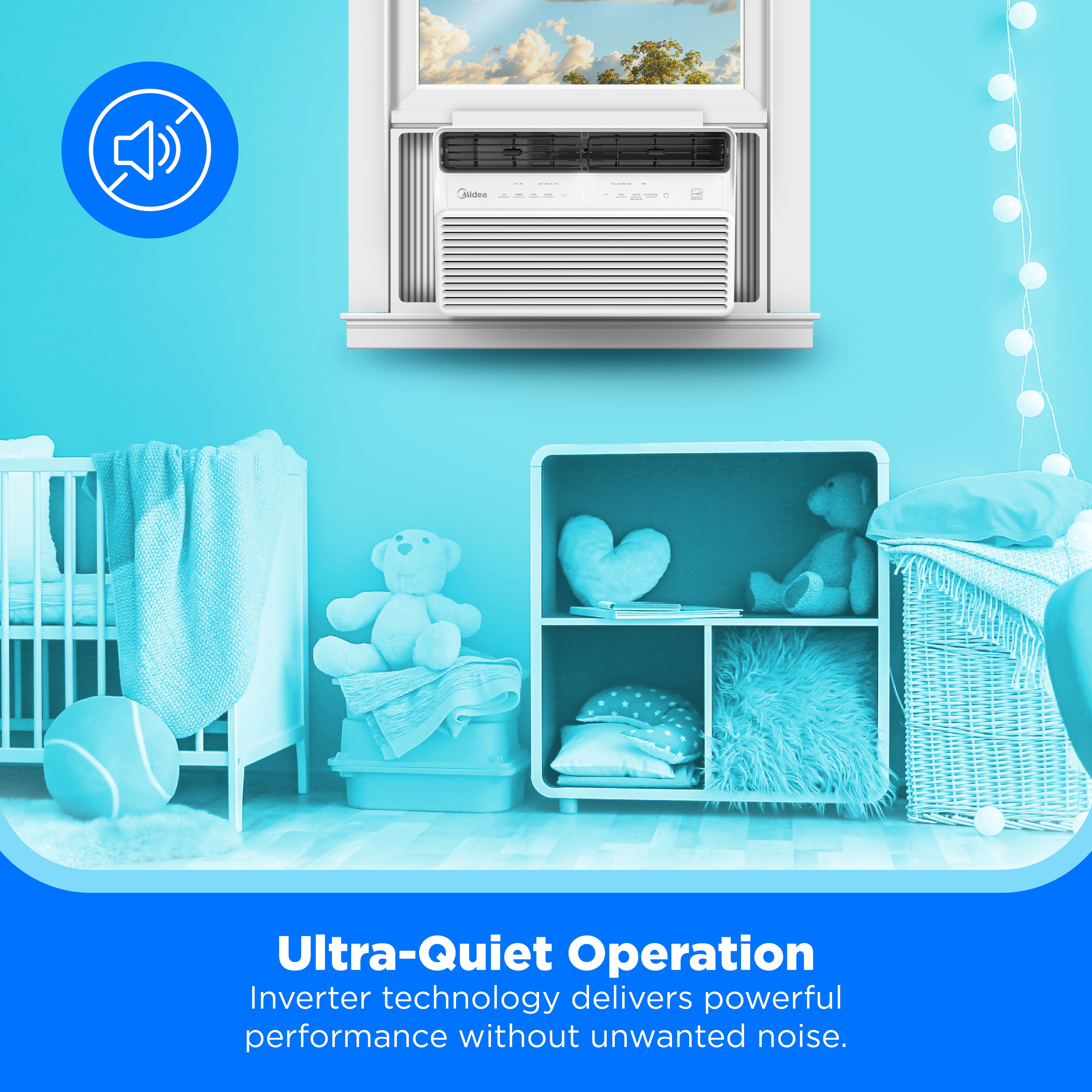 Midea 10,000 BTU DOE Smart Window Air Conditioner with Inverter, Covers up to 450 sq ft, White