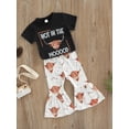 thumbnail image 4 of Baby Girl Short Sleeve Tops Shirt  6M 12M 18M 24M 3Y 4Y  Flared Pants, Horse / Cow Letter Print Elastic Waist Summer Clothing, 4 of 10