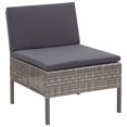 thumbnail image 4 of 3 Piece Garden Lounge Set with Cushions Poly Rattan Grey, 4 of 5