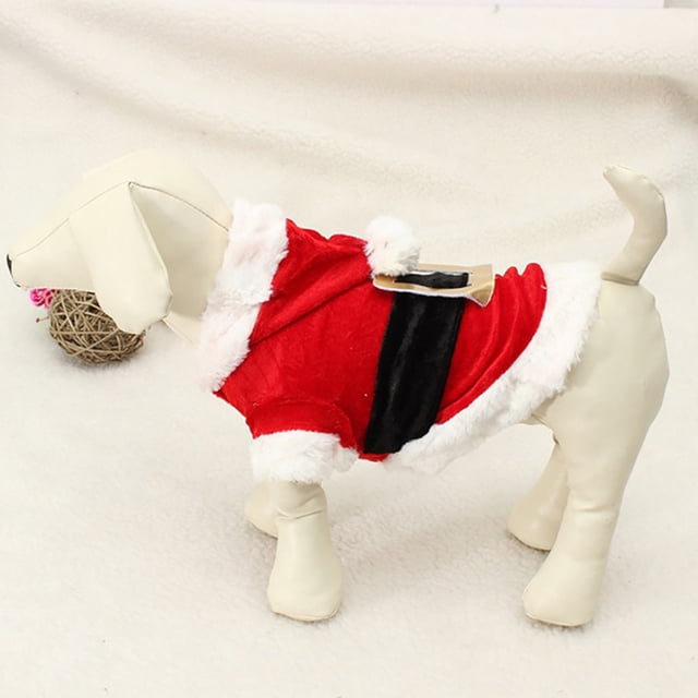 Fiudx Ropa Navideña para Mascotas, Disfraz de Papá Noel para Perros, Tela de Algodón, Cálida y Acogedora, Perfecta para El Invierno, Aspecto Adorable, Ajuste Cómodo, Talla M, Largo de Espalda 30 Cm.