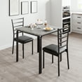 thumbnail image 3 of IdealHouse Dining Table Set for 2, Kitchen Table and Chairs, Square Wooden Tabletop Dining Room Table Set with 2 Upholstered Chairs, 3 Piece Dining Table Set for Small Spaces, Apartment, Grey, 3 of 13
