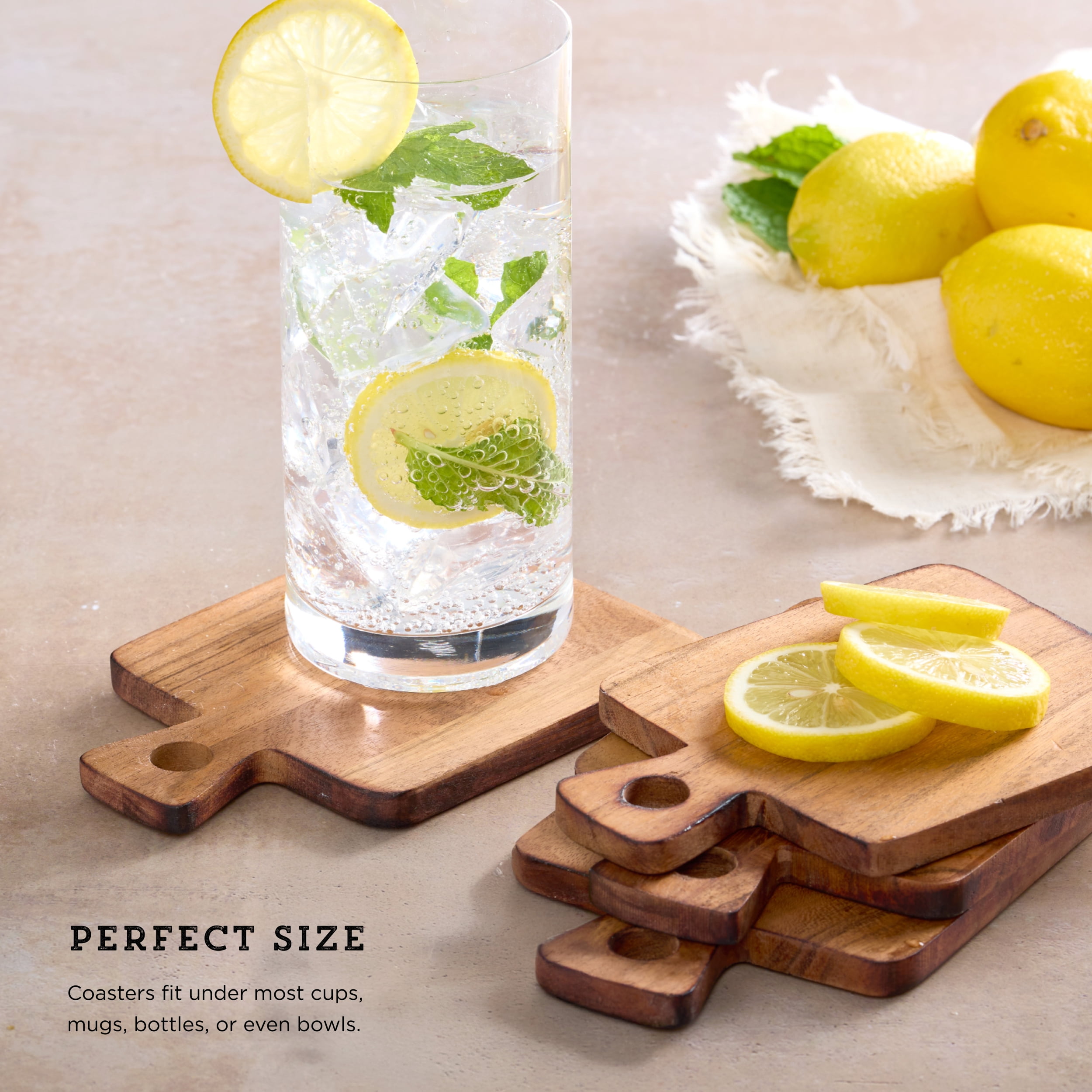 Kamenstein 4 Piece Paddle Shaped Acacia Coaster Set
