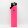 thumbnail image 3 of Vacuum Insulated Bottle with 3 Lids - Stainless Steel Thermally Insulated Flask - by Polerce (24 Fl Oz, Pink), 3 of 9