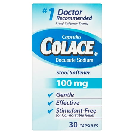 Colace Cap (Colace Regular Strength Stool Softener, 100 mg Capsules, 30 Count, Docusate Sodium Stool Softener for Gentle, Dependable)