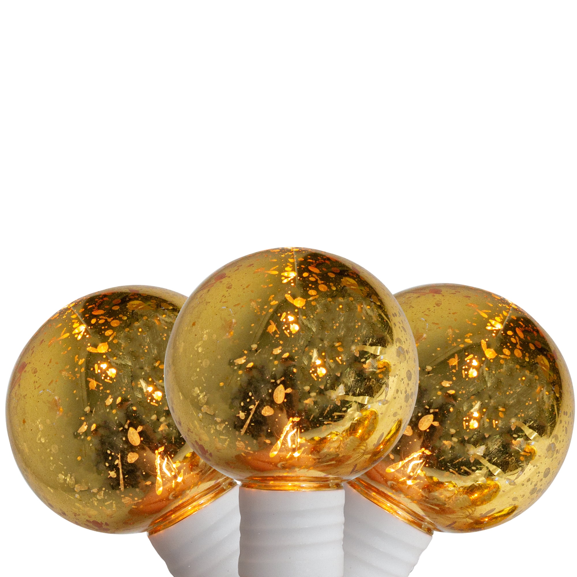 10ct Gold Mercury Glass Style G40 Christmas Lights 5.25ft, White Wire