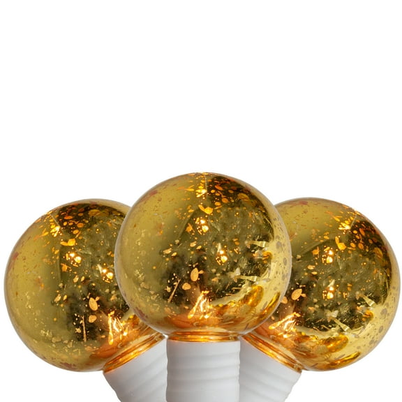 Hofert 10ct Gold Mercury Glass Style G40 Globe Patio Lights - 5.25ft, White Wire