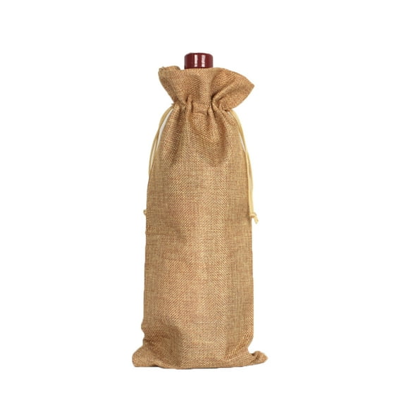 HEANUJJ Rustic Light Brown Linen Bag for Wine Bottle Carrying and Gift Giving