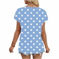 thumbnail image 6 of VEKDONE Womens Polka Dot Print Tops Summer Short Sleeve V-Neck Tshirts Casual Loose Fit Lightweight Pullover Top Fashion Basic Tunics Light Blue S, 6 of 6