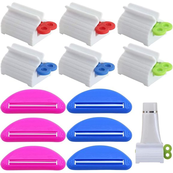 12 Pieces Toothpaste Tube Squeezers,Rotate Toothpaste Dispenser Clips Toothpaste Dispenser Rolling Tube Toothpaste Squeezer Toothpaste Seat Holder Stand for Toothpaste Cosmetics