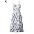 thumbnail image 4 of PULLIMORE Women's Dresses-Summer Polka Dots Bohemian Spaghetti Strap Button Down Swing Midi Dress （White,S）, 4 of 6