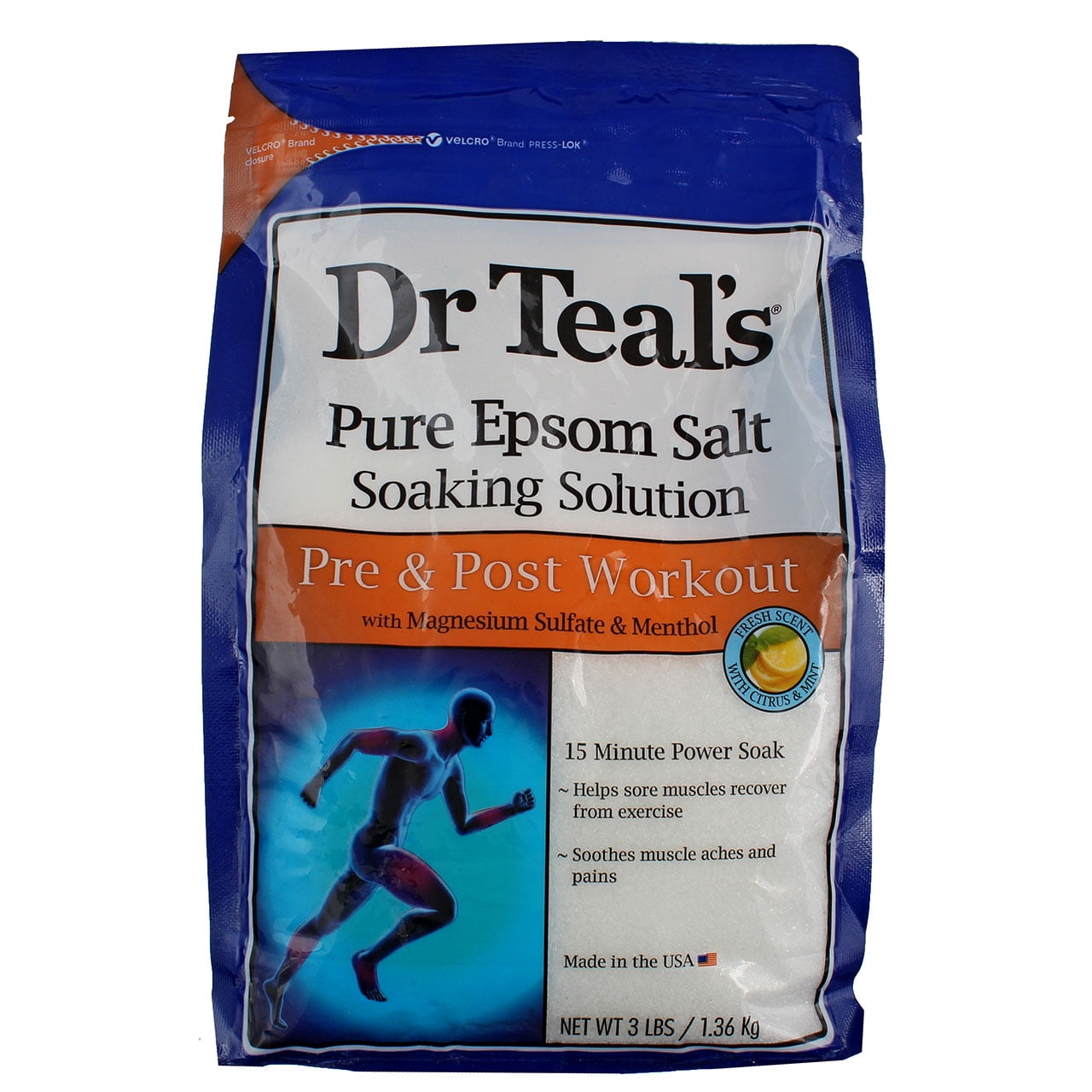 Dr Teal's Pure Epsom Salt Soaking Solution, Citrus and Mint, 3 lbs (2 pack)