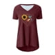 thumbnail image 4 of Pntutb Mujer Casual Tallas grandes Impresión Cuello en V Manga corta Camiseta larga Blusa top Pntutb Pntutb-5866, 4 of 5