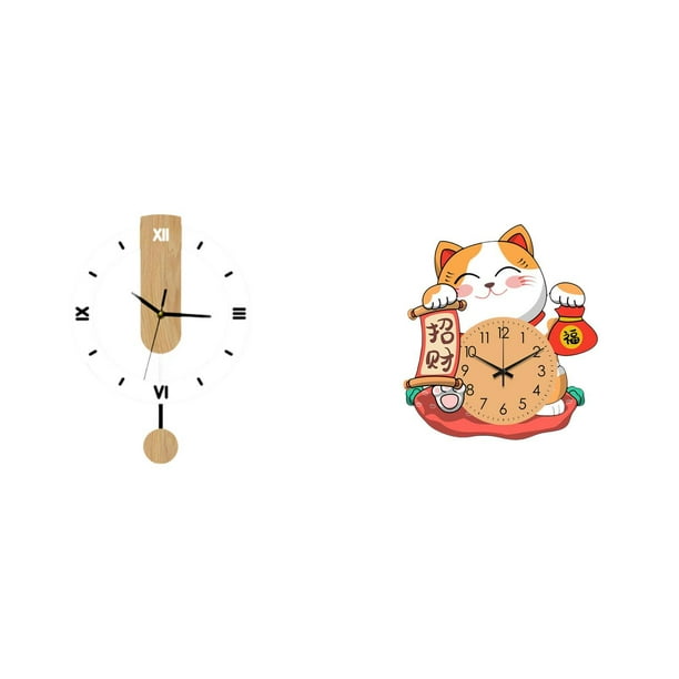 Reloj de pared,Reloj de pared decorativo para baño o dormitorio,Reloj de pared,Reloj de pared silencioso con forma de gato,ideal para amantes de los gatos.,Lindo reloj de pared para