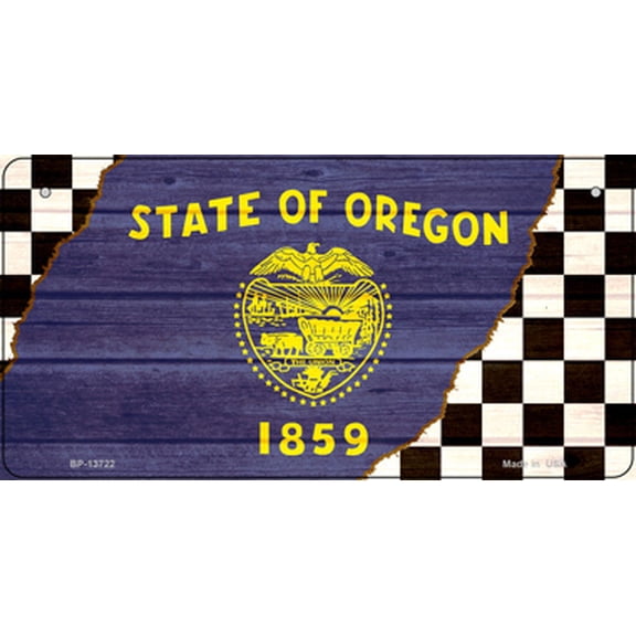 Smart Blonde BP-13722 3 x 6 in. Oregon Racing Flag Novelty Metal Bicycle Plate