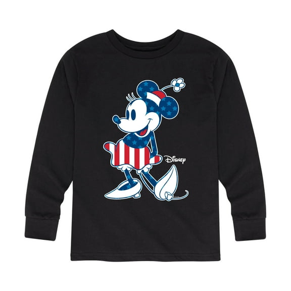 Disney - Americana - Minnie Flag Pattern - Toddler And Youth Long Sleeve Graphic T-Shirt