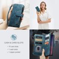 thumbnail image 3 of Wallet Case Compatible with Samsung Galaxy S10, Multifunctional Magnetic Closure Folio Case, [RFID Blocking] Durable PU Leather Flip Lanyard Strap Wristlet Zipper Card Holder Phone Case, Blue, 3 of 10