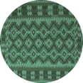 thumbnail image 1 of Ahgly Company Indoor Round Southwestern Turquoise Blue Country Area Rugs, 5' Round, 1 of 4