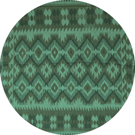 Ahgly Company Indoor Round Southwestern Turquoise Blue Country Area Rugs, 5' Round