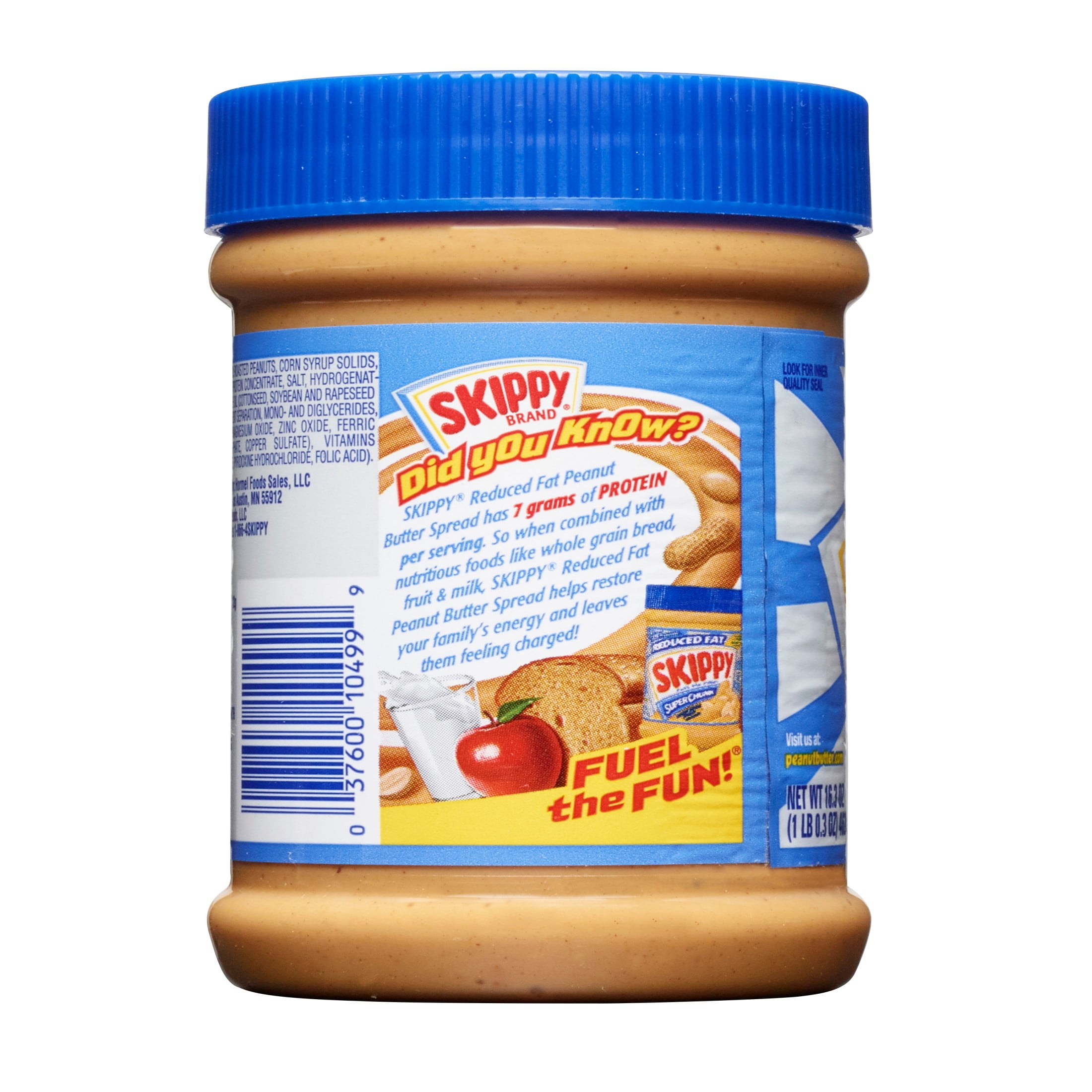 (12 pack) SKIPPY SUPER CHUNK Reduced Fat Peanut Butter Spread, Shelf-Stable, 16.3 oz Plastic Jar