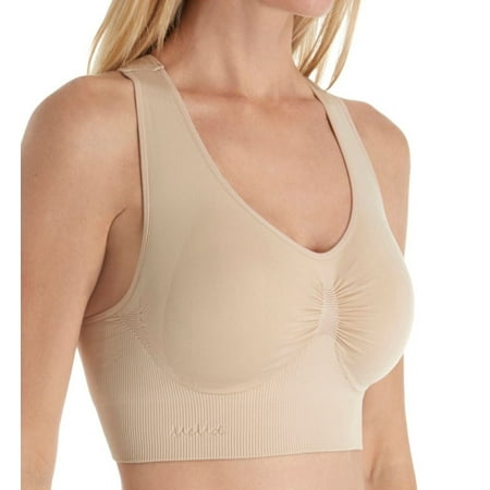 Women s MeMoi MSM-190X Plus SlimMe Seamless Racerback Sports Bra (Nude Q1)