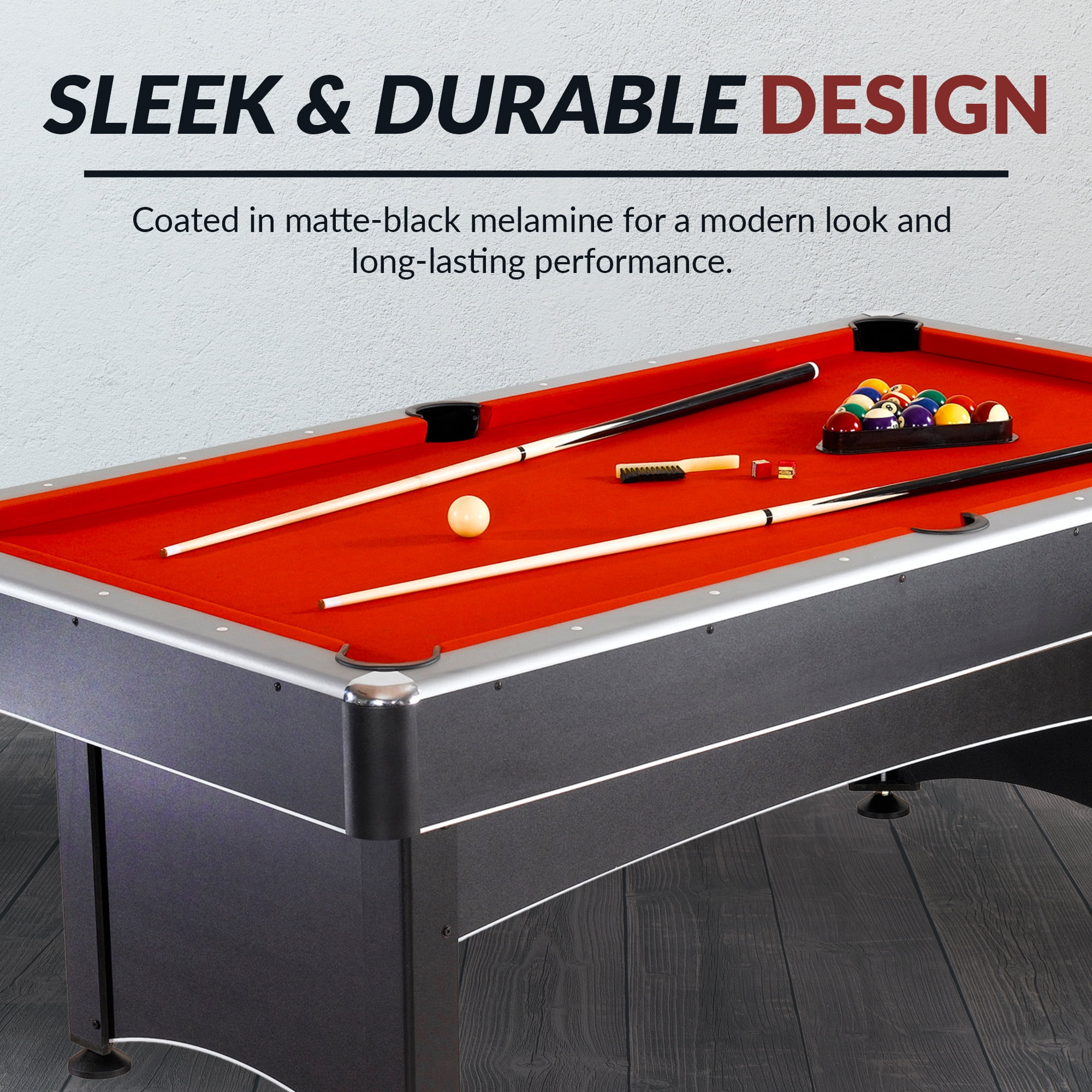 Hathaway Maverick Pool Table with Table Tennis Top, 7-ft, Red