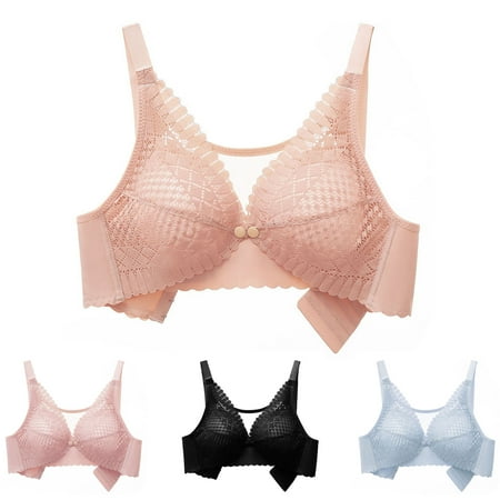 

harmtty Push Up Adjustable Straps Nursing Bra Wireless Front Opening Buckle Maternity Breastfeeding Bra for Daily Wear Skin Color S