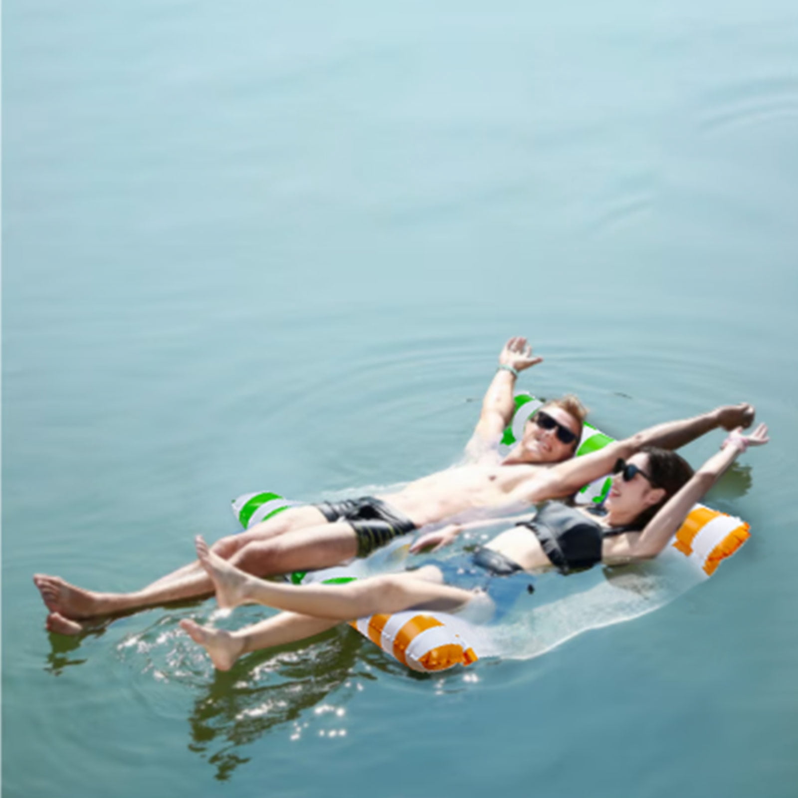 Cyfie Water Floating Hammock Pool Float for Adult Swimming,Inflatable,Portable,Capacity 250 lbs,2 Pack,Orange Dark Blue,Deal on Sale Clearance