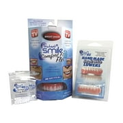 Instant Smile Comfort Fit Flex Teeth Upper and Lower Matching Bright White Shade Set w/ 2 beads