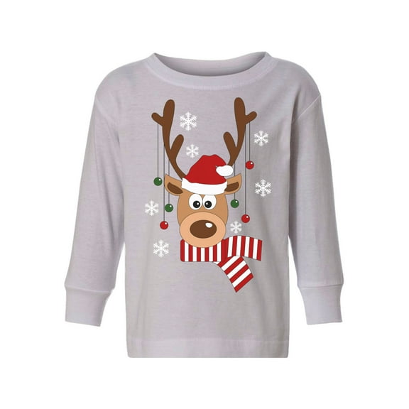Awkward Styles Toddler Christmas Sweater Long Sleeve Toddler Christmas Shirt for Girls Boys Deer in Hat Sweater
