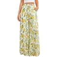 thumbnail image 2 of Palazzo Pants for Women 2026 Spring Summer Loose Fit Elastic High Waist Wide Leg Flowy Boho Beach Pants with Pockets, 2 of 5