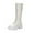 White, variant on Fesfesfes Fuzzy Boots for Women Shoes Solid Color Bandage High Heel Casual Warm Winter Knee High Boots US:4.5(35)