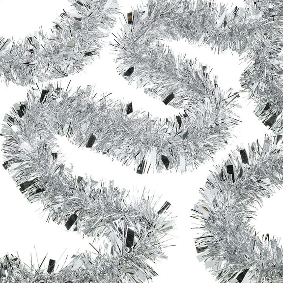 Tinsel Garland, 33 FEET Tgnazet Silver Tinsel Christmas Garland Christmas Tree Decrations Wedding Birthday Party Supplies, Silver